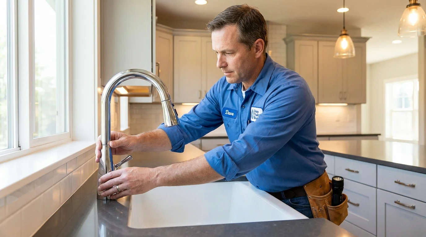 Kitchen faucet installation by Johns Plumbing LLC in North Branford