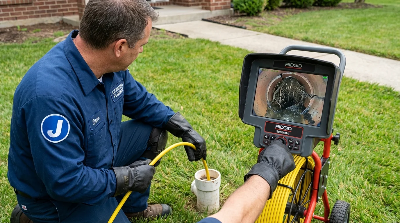 Sewer camera inspection being performed by Johns Plumbing LLC in North Branford